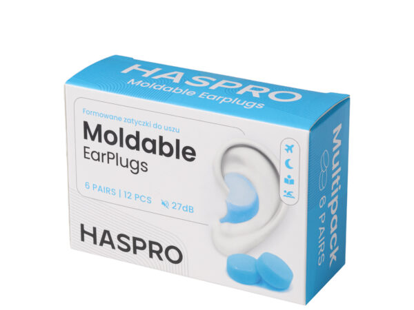 HASPRO Moldable Silicone Earplugs - 6 PAIRS Blue
