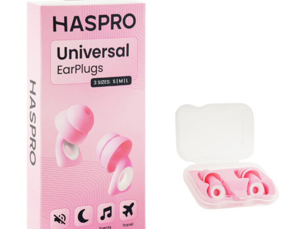 HASPRO Universal - silicone reusable earplugs - pink, SNR 29 dB